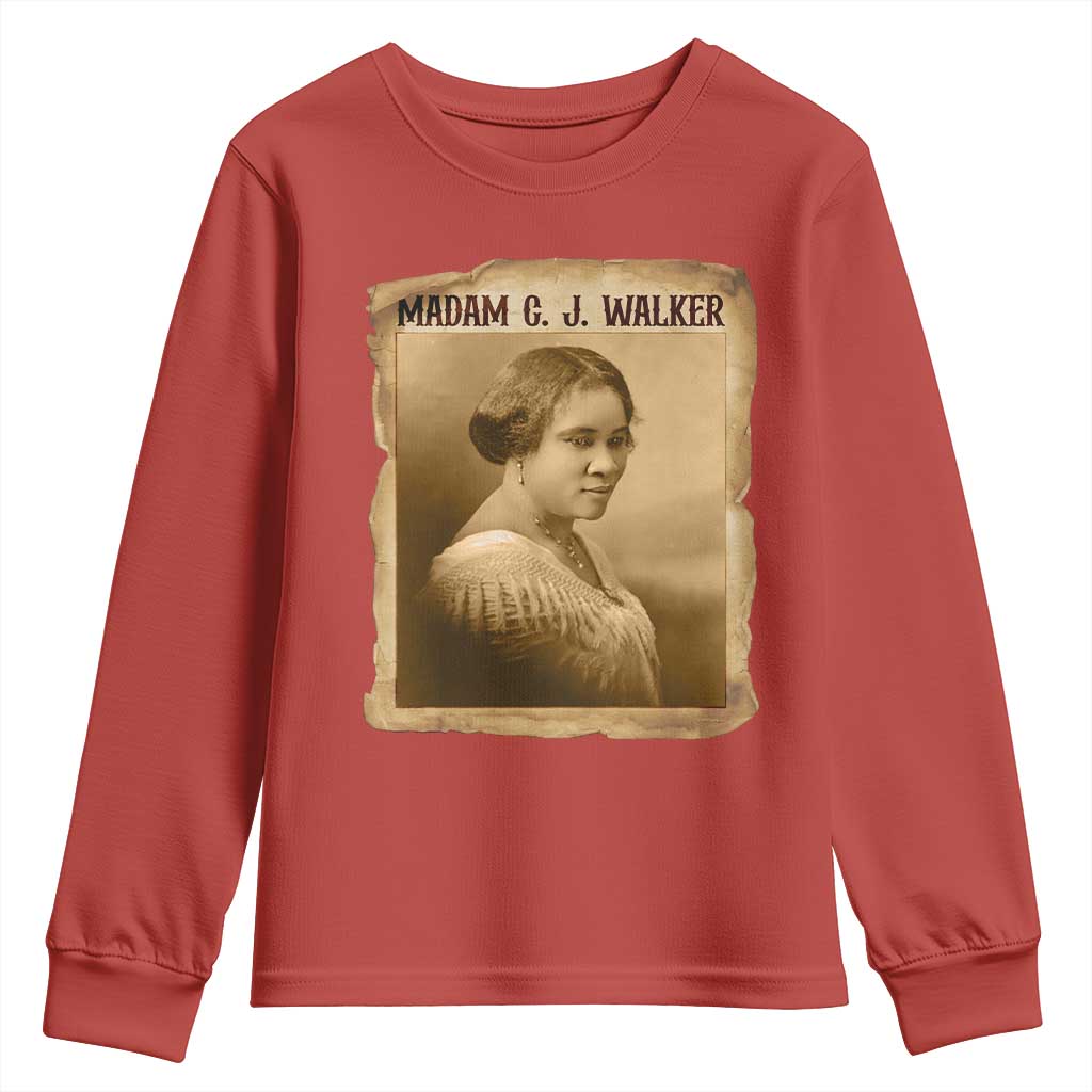 Madam CJ Walker Youth Sweatshirt Female Empowerment History Gift - African Pride