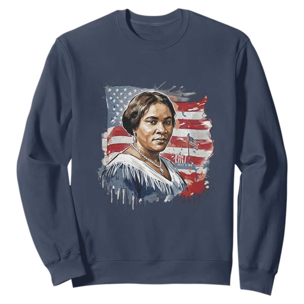 Madam CJ Walker Patriotic Sweatshirt Strong Black Woman Leader - African Pride