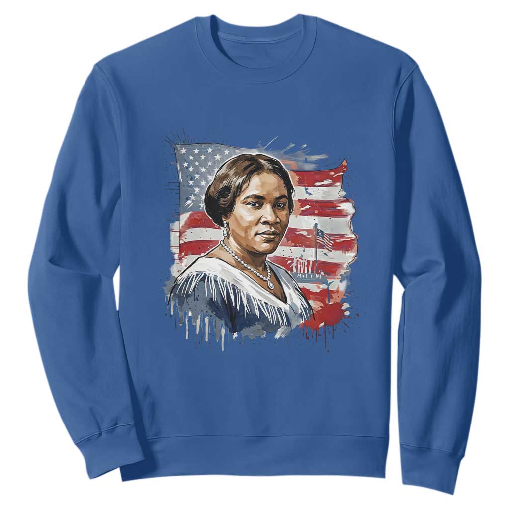 Madam CJ Walker Patriotic Sweatshirt Strong Black Woman Leader - African Pride