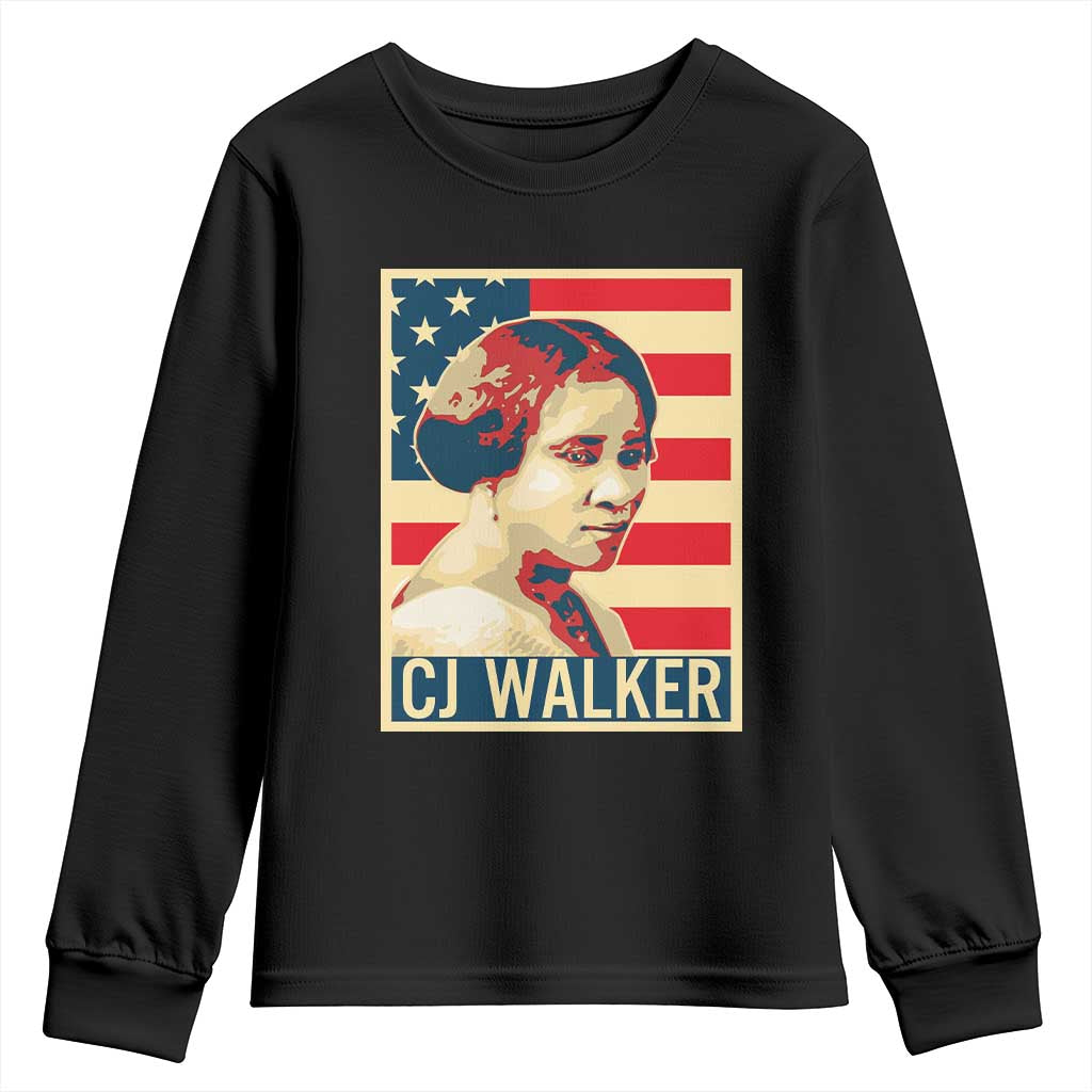 Madam CJ Walker Patriotic Youth Sweatshirt Black History Month Gift - African Pride