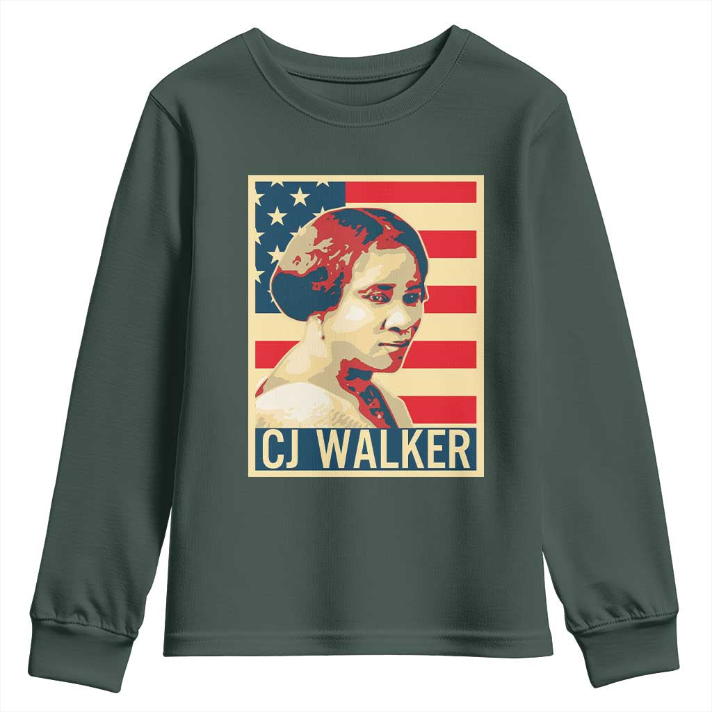 Madam CJ Walker Patriotic Youth Sweatshirt Black History Month Gift - African Pride