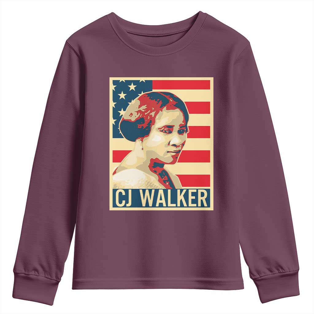 Madam CJ Walker Patriotic Youth Sweatshirt Black History Month Gift - African Pride