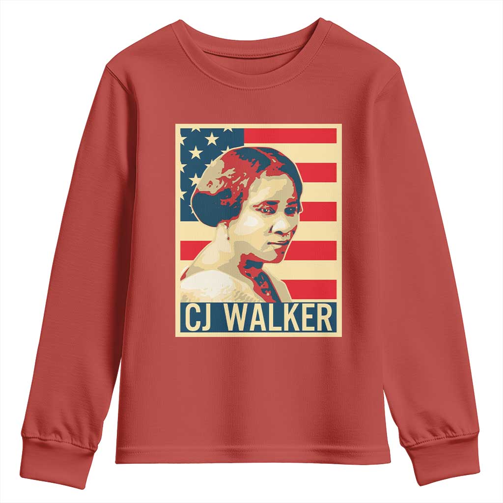 Madam CJ Walker Patriotic Youth Sweatshirt Black History Month Gift - African Pride