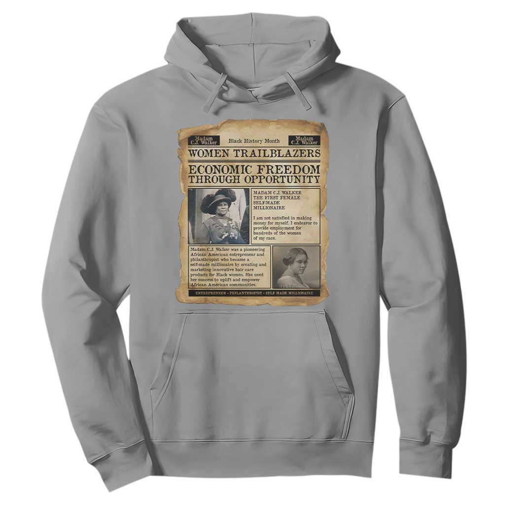 Madam CJ Walker Vintage Newspaper Style Hoodie Economic Freedom Through Opportunity - African Pride