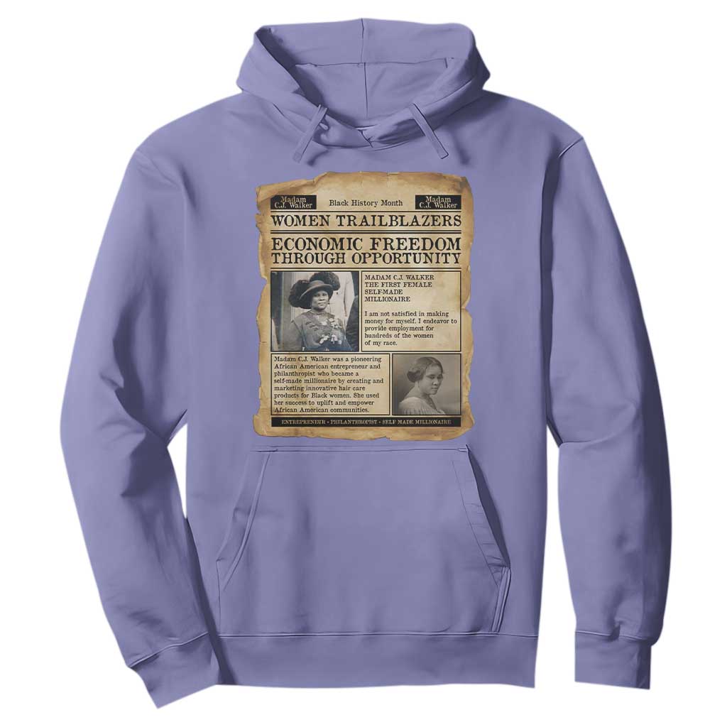 Madam CJ Walker Vintage Newspaper Style Hoodie Economic Freedom Through Opportunity - African Pride