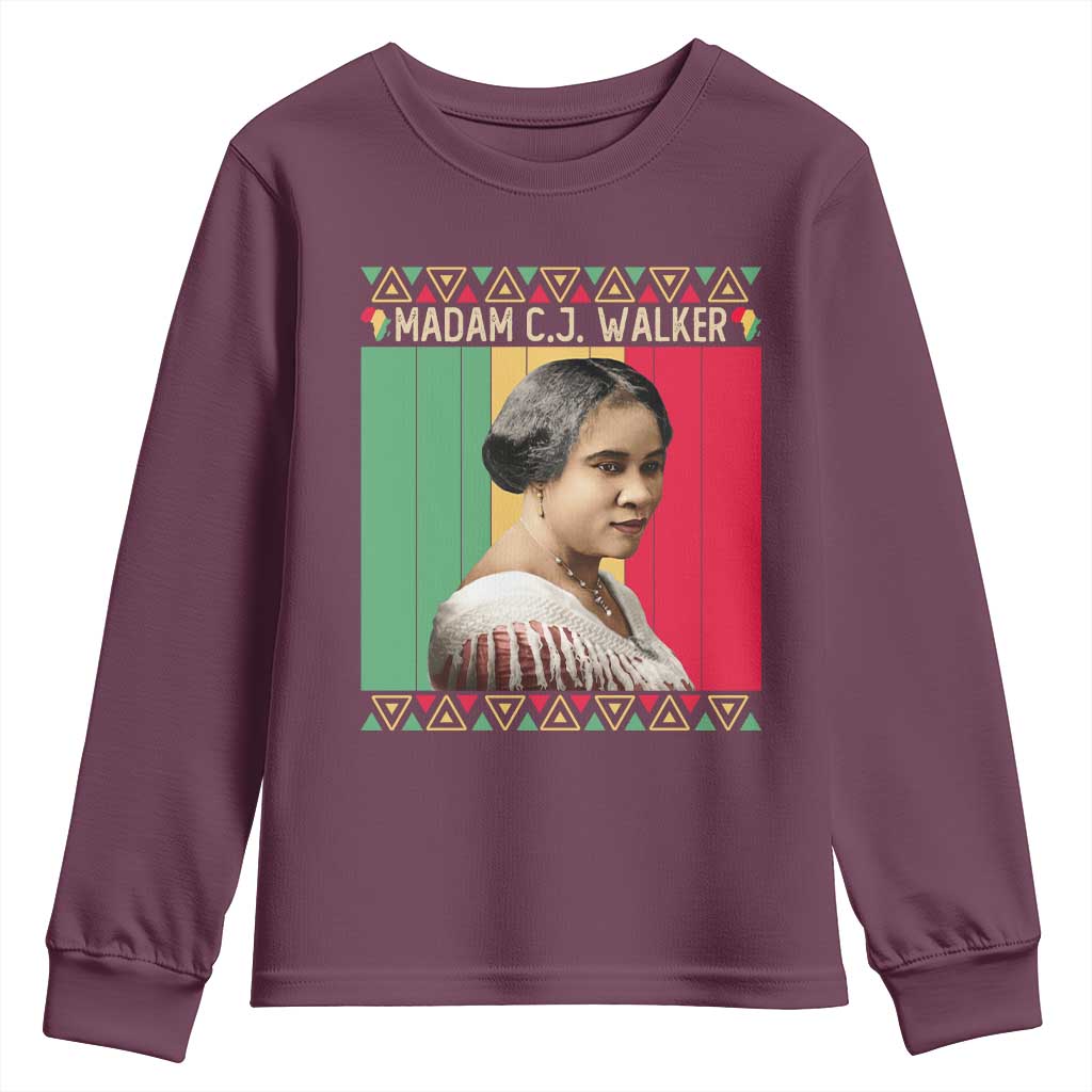Madam CJ Walker Retro Sunset Youth Sweatshirt Strong Black Woman Leader