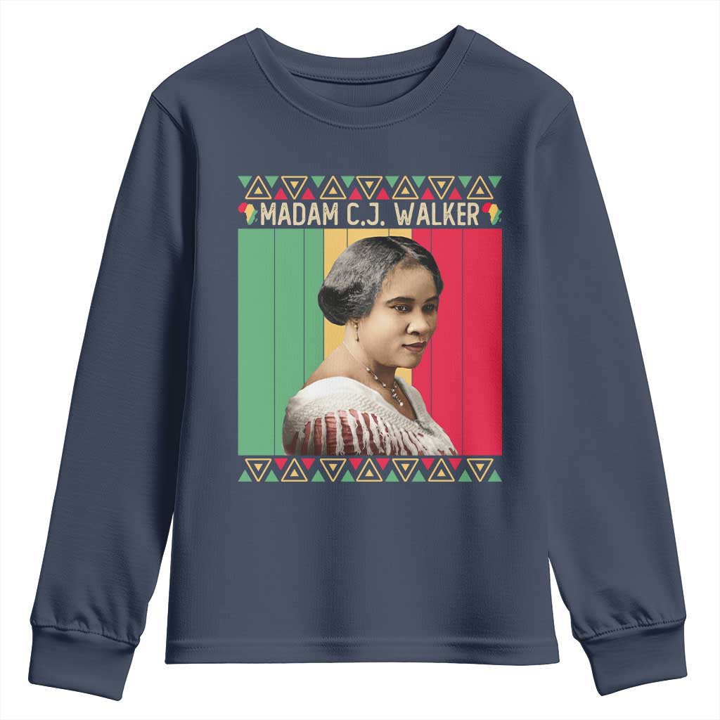 Madam CJ Walker Retro Sunset Youth Sweatshirt Strong Black Woman Leader