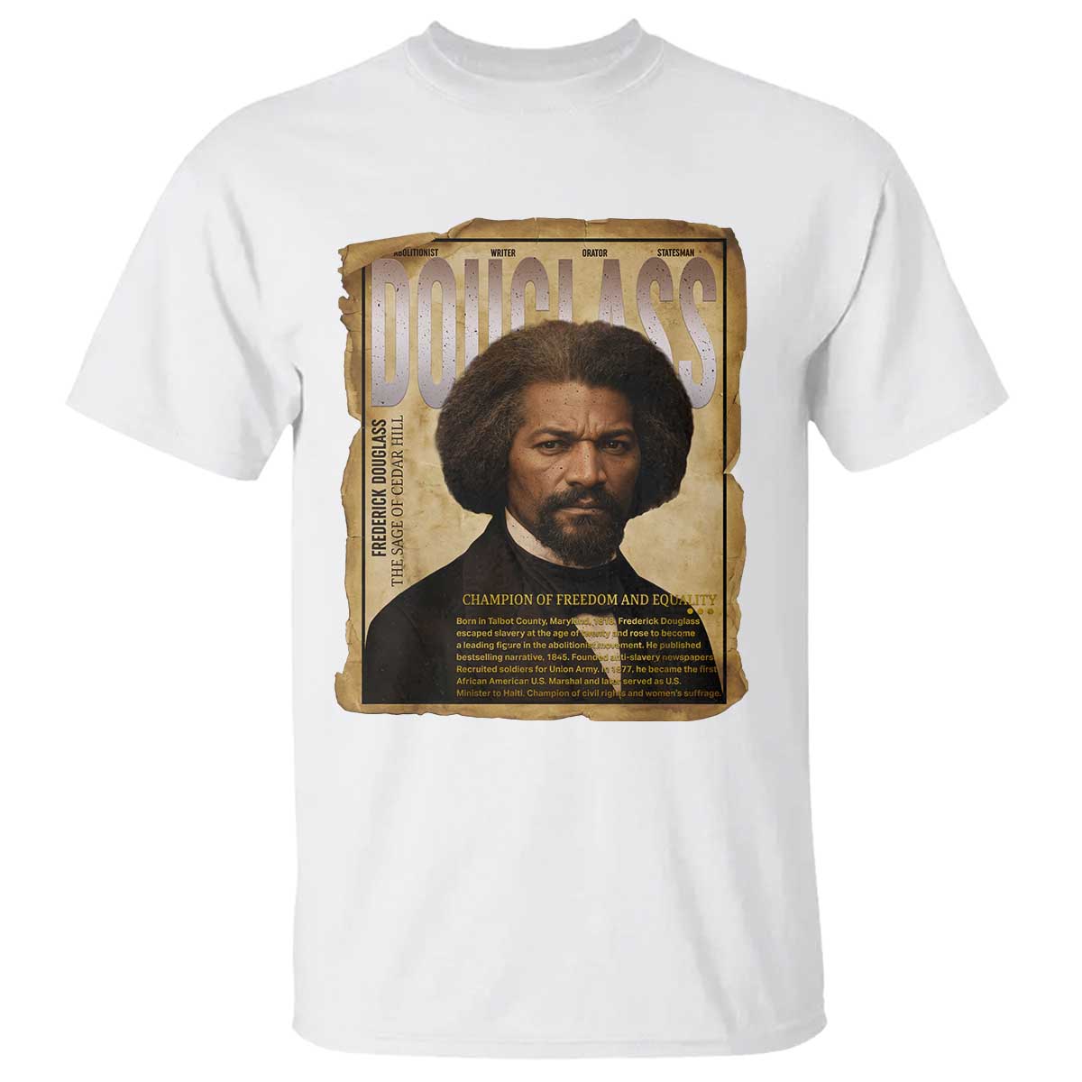 Frederick Douglass Historical Newspaper T Shirt The Sage Of Cedar Hill - African Pride