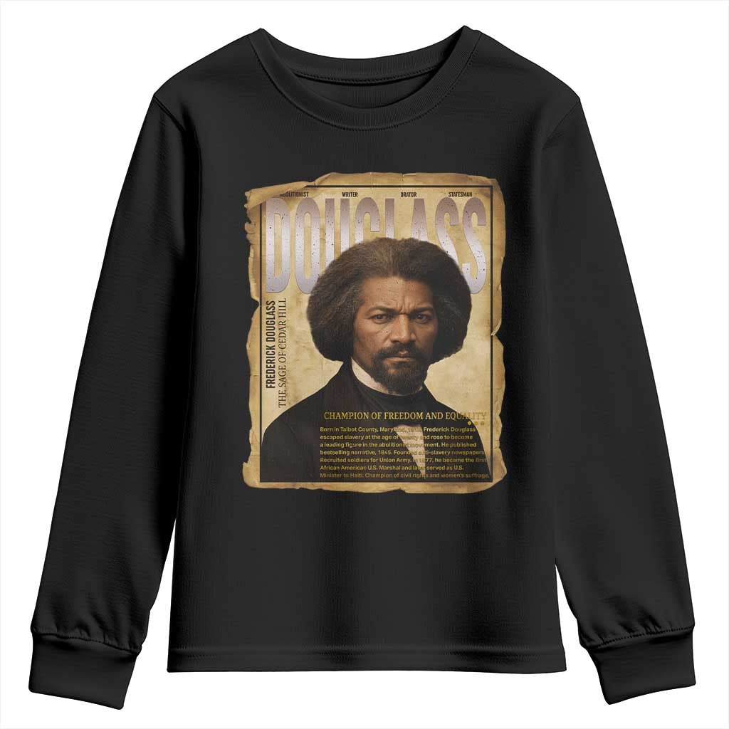 Frederick Douglass Historical Newspaper Youth Sweatshirt The Sage Of Cedar Hill - African Pride