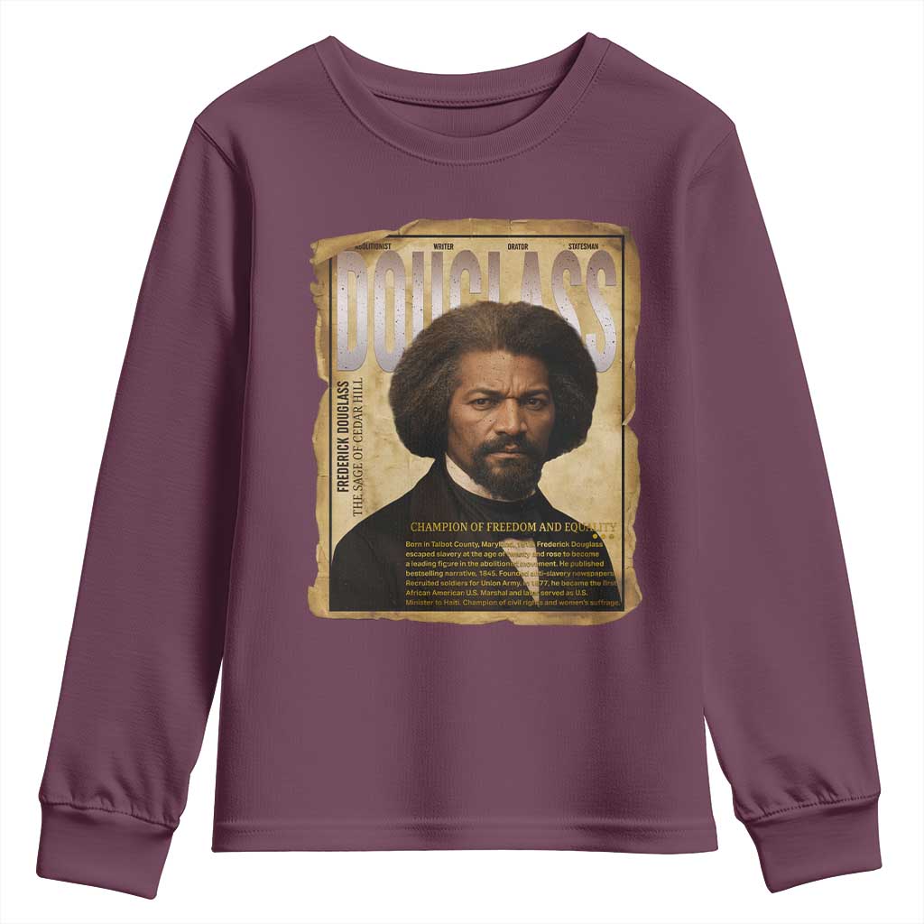 Frederick Douglass Historical Newspaper Youth Sweatshirt The Sage Of Cedar Hill - African Pride