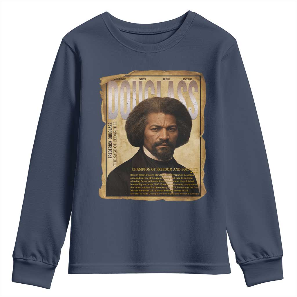 Frederick Douglass Historical Newspaper Youth Sweatshirt The Sage Of Cedar Hill - African Pride