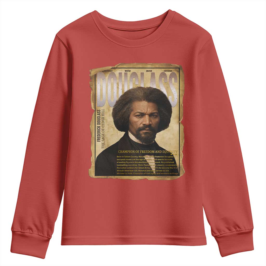 Frederick Douglass Historical Newspaper Youth Sweatshirt The Sage Of Cedar Hill - African Pride