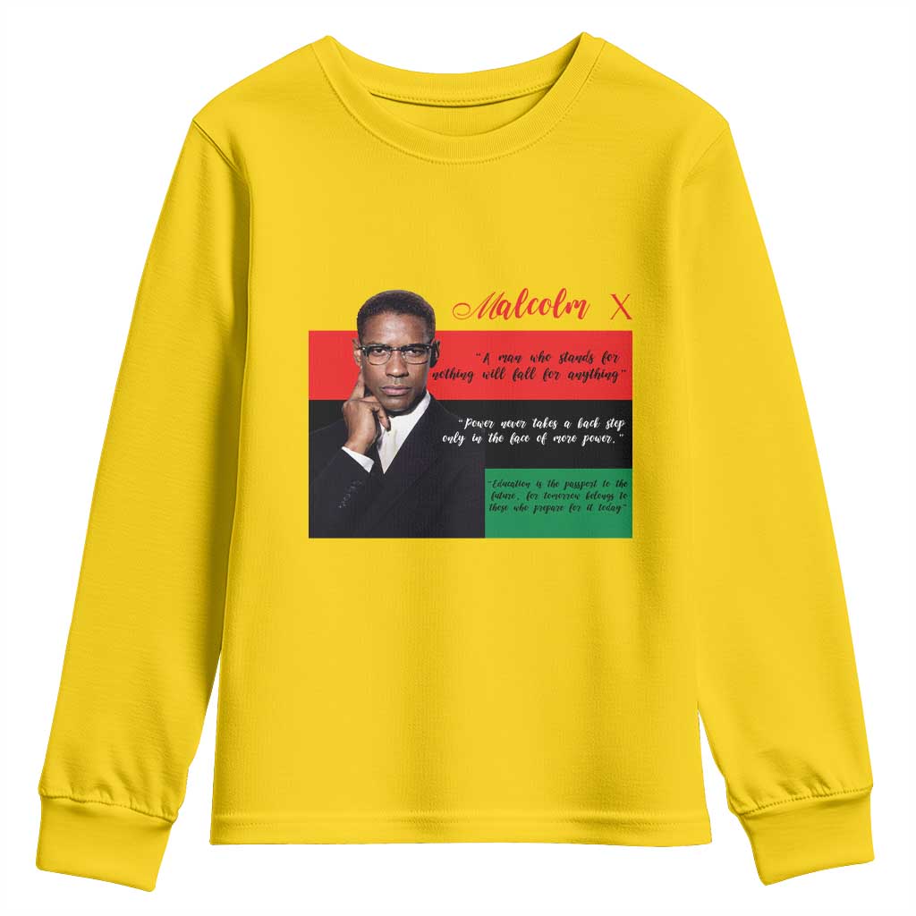 Motivational Malcolm X Quote Youth Sweatshirt Black History Month Gift - African Pride