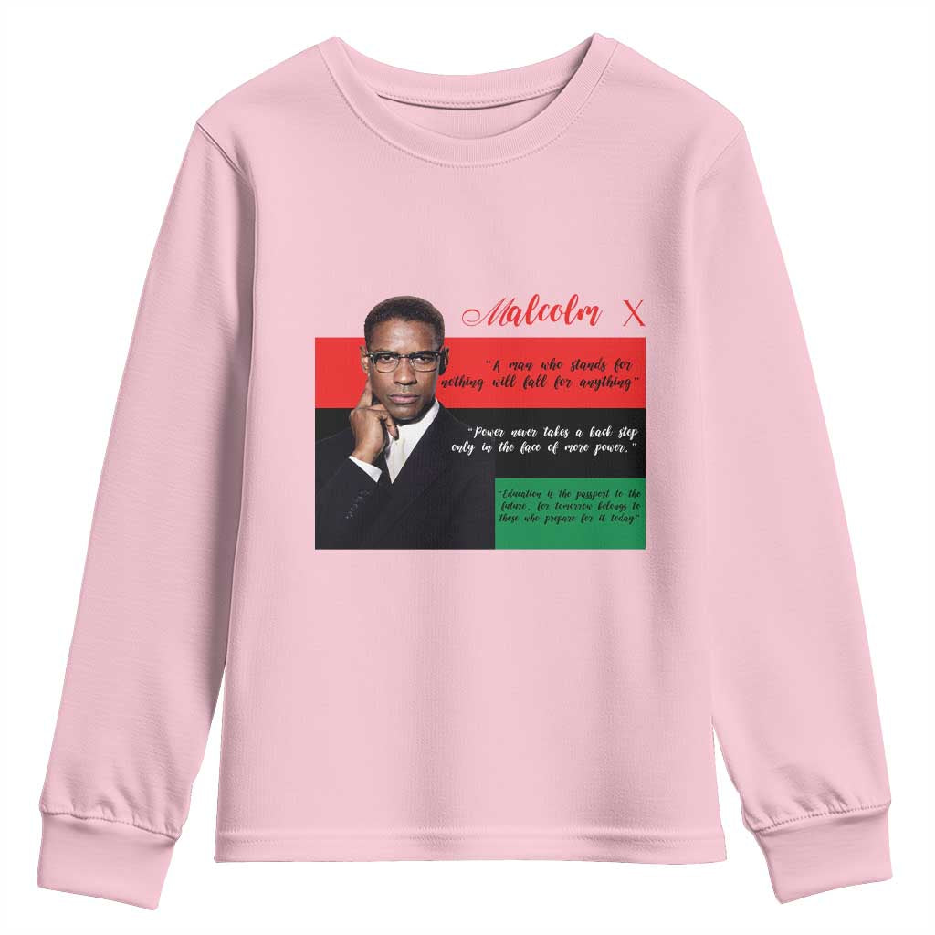 Motivational Malcolm X Quote Youth Sweatshirt Black History Month Gift - African Pride