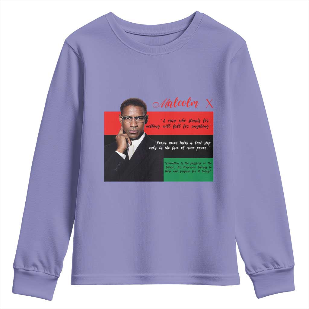Motivational Malcolm X Quote Youth Sweatshirt Black History Month Gift - African Pride