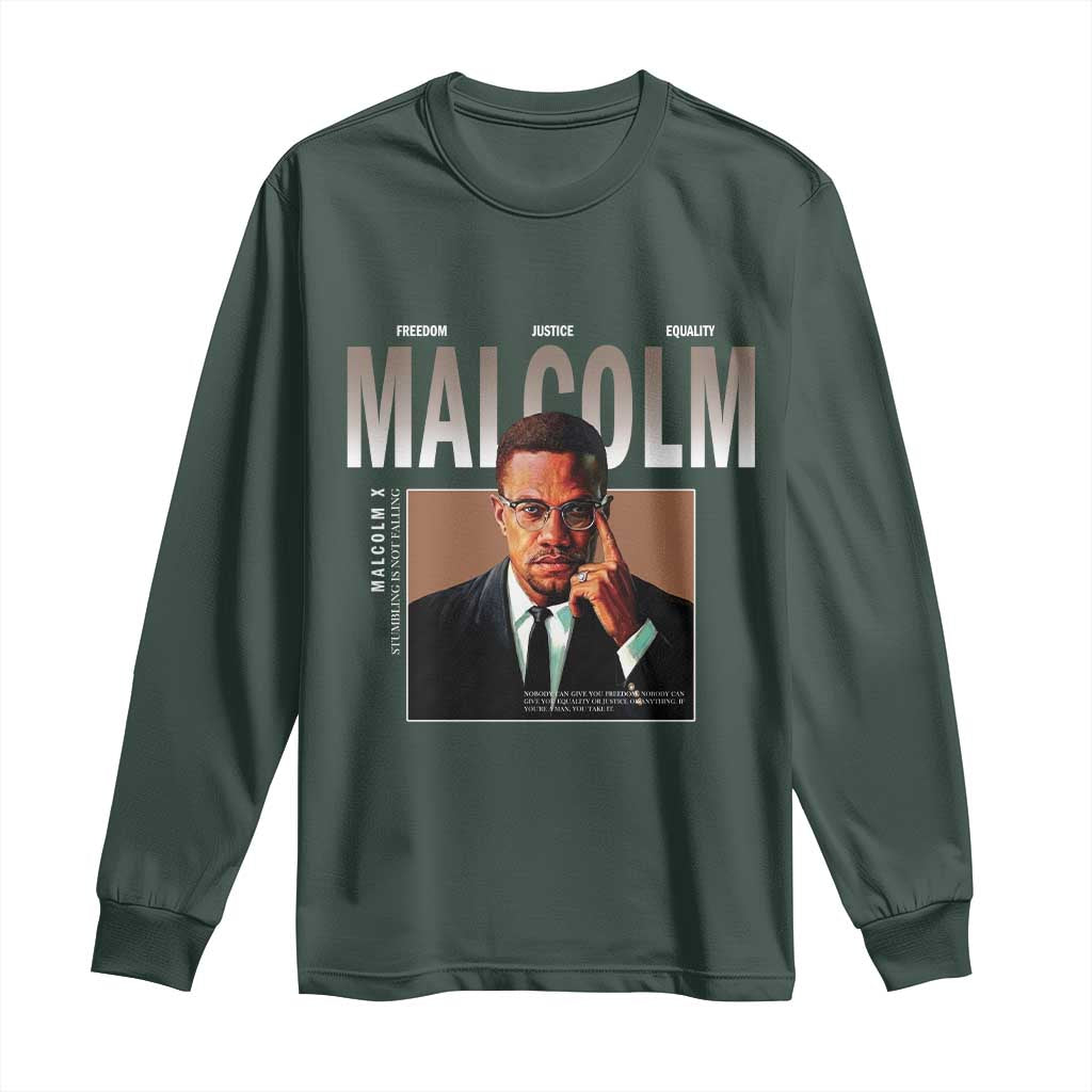 Black History Hero Malcolm X Long Sleeve Shirt Stumbling Is Not Falling TS12