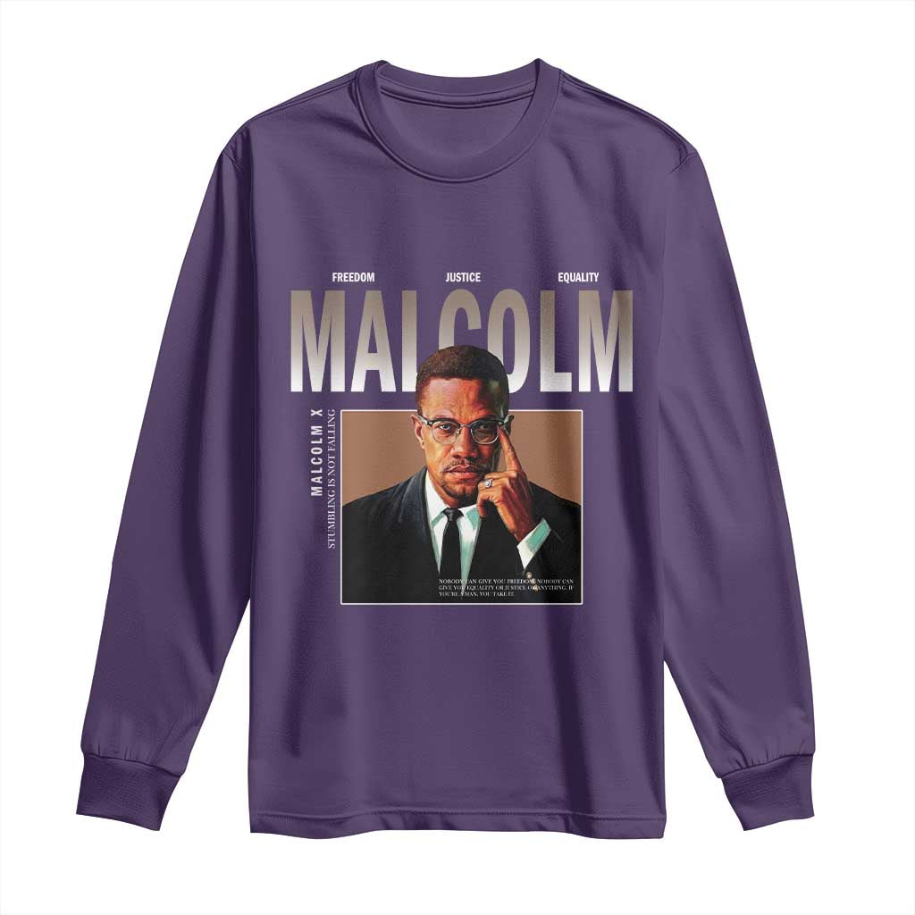 Black History Hero Malcolm X Long Sleeve Shirt Stumbling Is Not Falling TS12