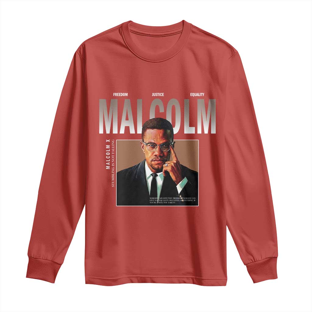 Black History Hero Malcolm X Long Sleeve Shirt Stumbling Is Not Falling TS12