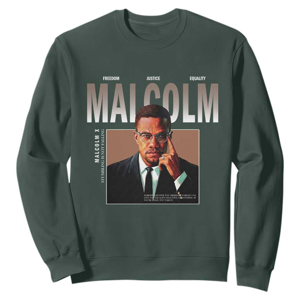 Black History Hero Malcolm X Sweatshirt Stumbling Is Not Falling TS12
