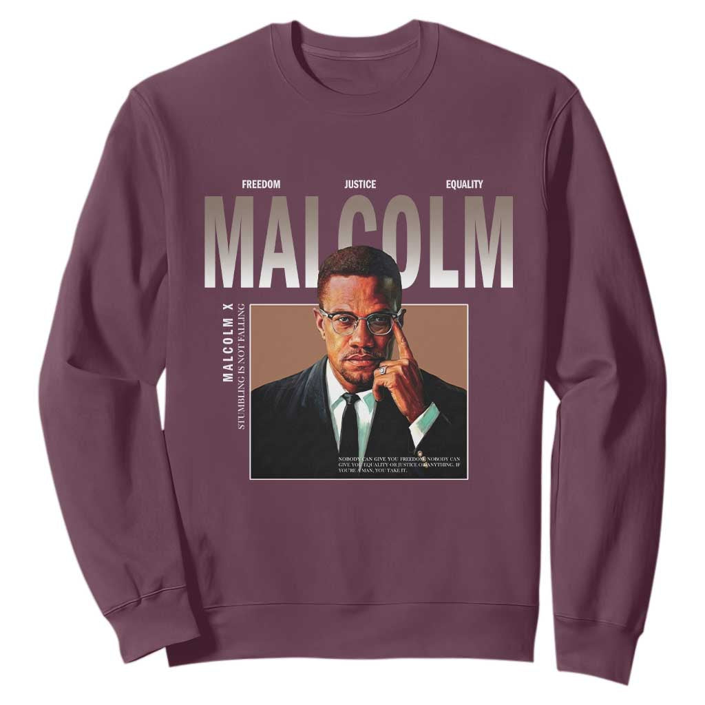 Black History Hero Malcolm X Sweatshirt Stumbling Is Not Falling TS12