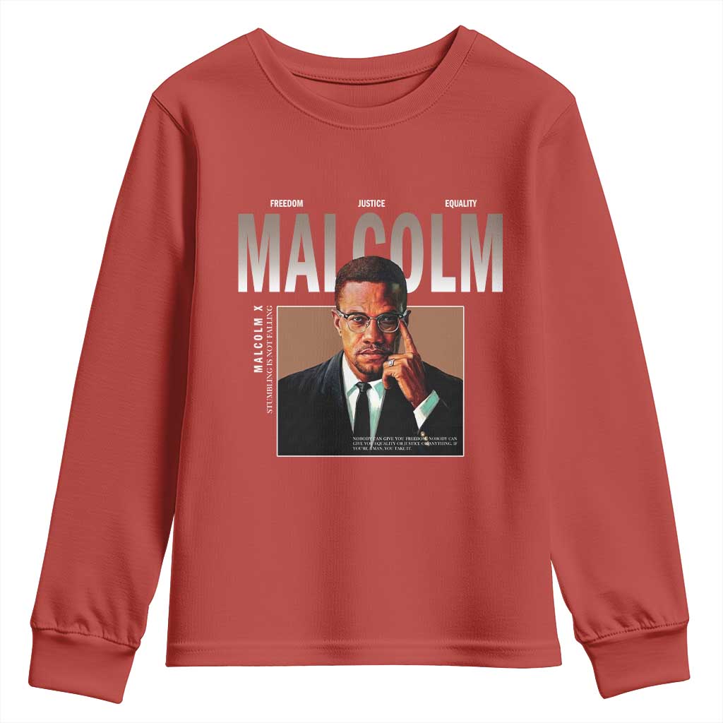 Black History Hero Malcolm X Youth Sweatshirt Stumbling Is Not Falling TS12