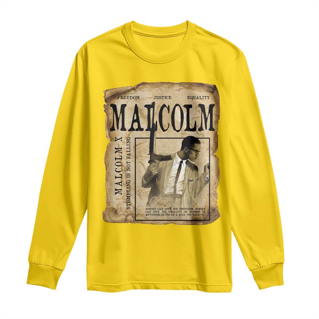 Malcolm X Historical Newspaper Long Sleeve Shirt Stumbling Is Not Falling Black History TS12