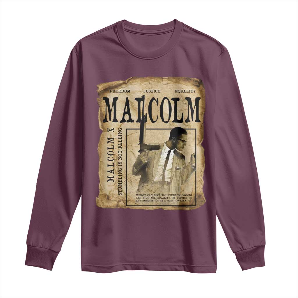Malcolm X Historical Newspaper Long Sleeve Shirt Stumbling Is Not Falling Black History TS12