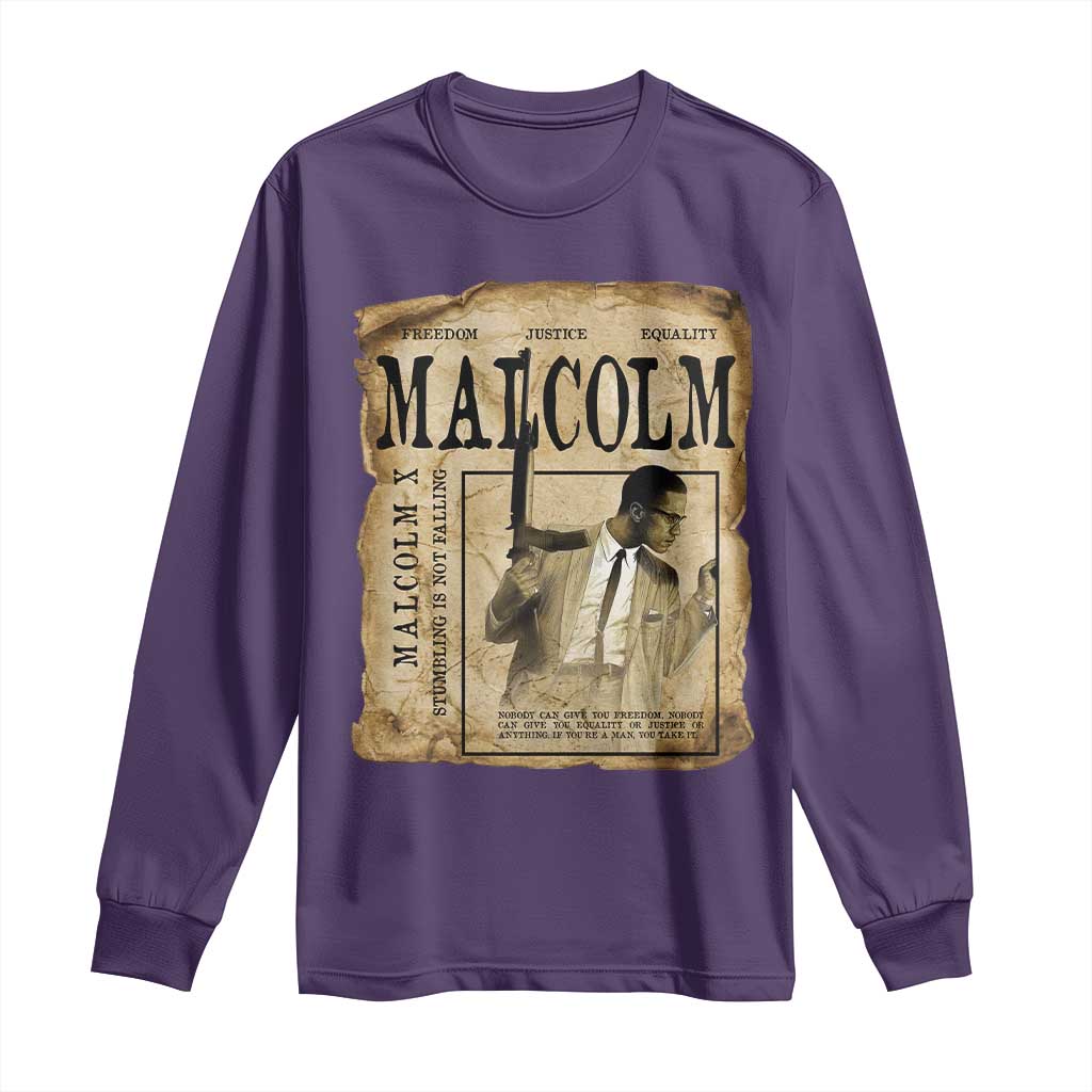 Malcolm X Historical Newspaper Long Sleeve Shirt Stumbling Is Not Falling Black History TS12