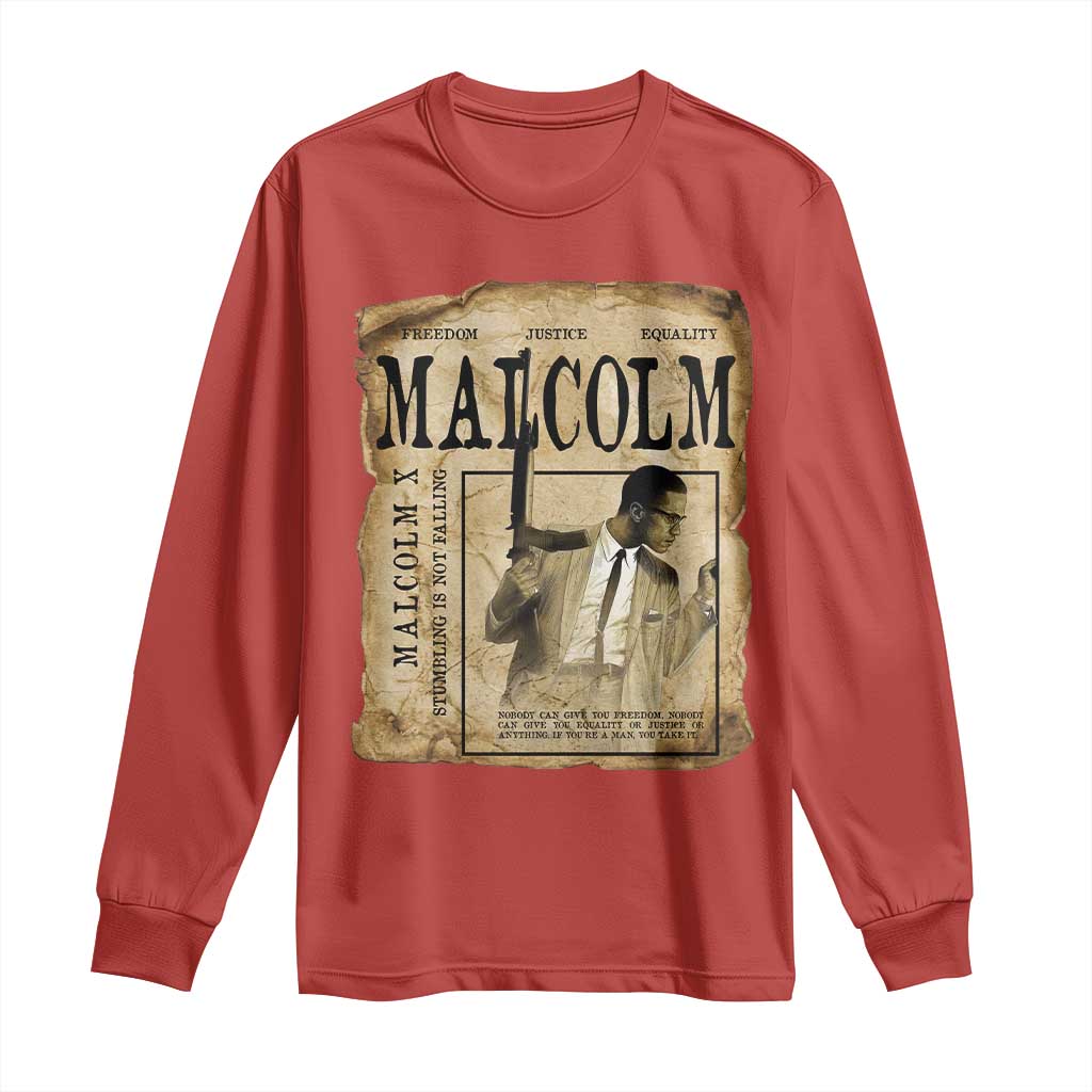 Malcolm X Historical Newspaper Long Sleeve Shirt Stumbling Is Not Falling Black History TS12