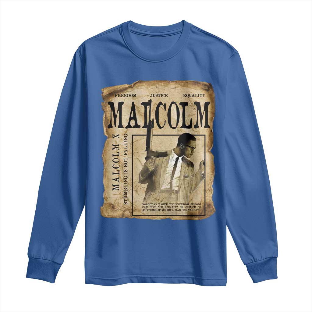 Malcolm X Historical Newspaper Long Sleeve Shirt Stumbling Is Not Falling Black History TS12