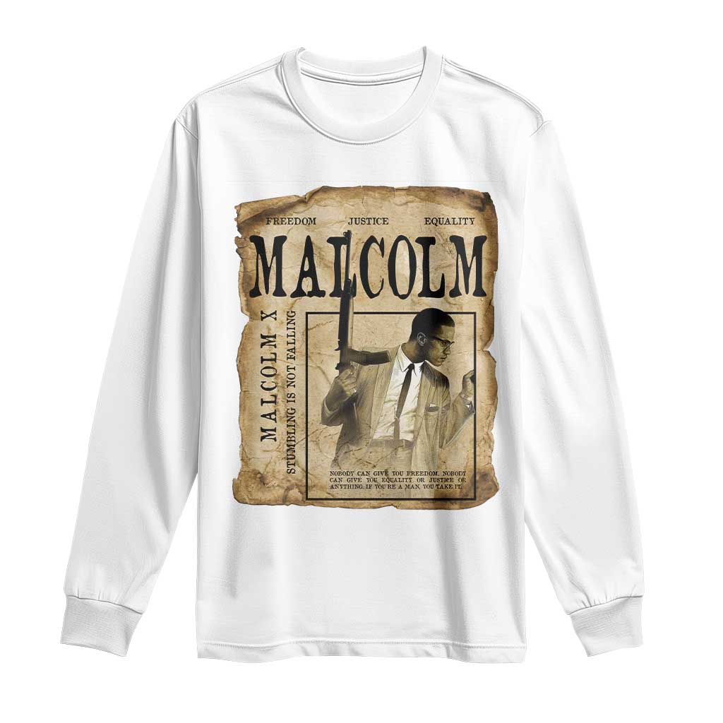 Malcolm X Historical Newspaper Long Sleeve Shirt Stumbling Is Not Falling Black History TS12