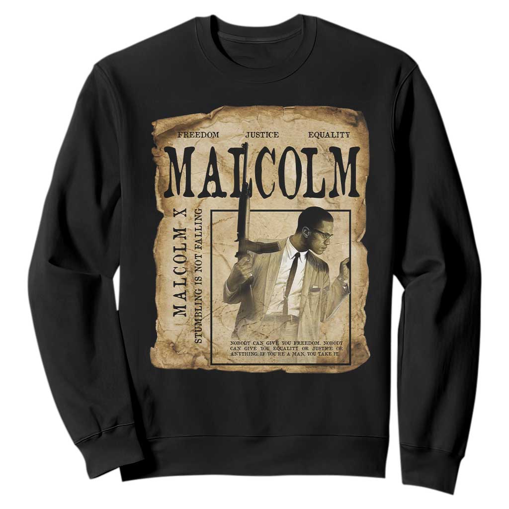 Malcolm X Historical Newspaper Sweatshirt Stumbling Is Not Falling Black History TS12