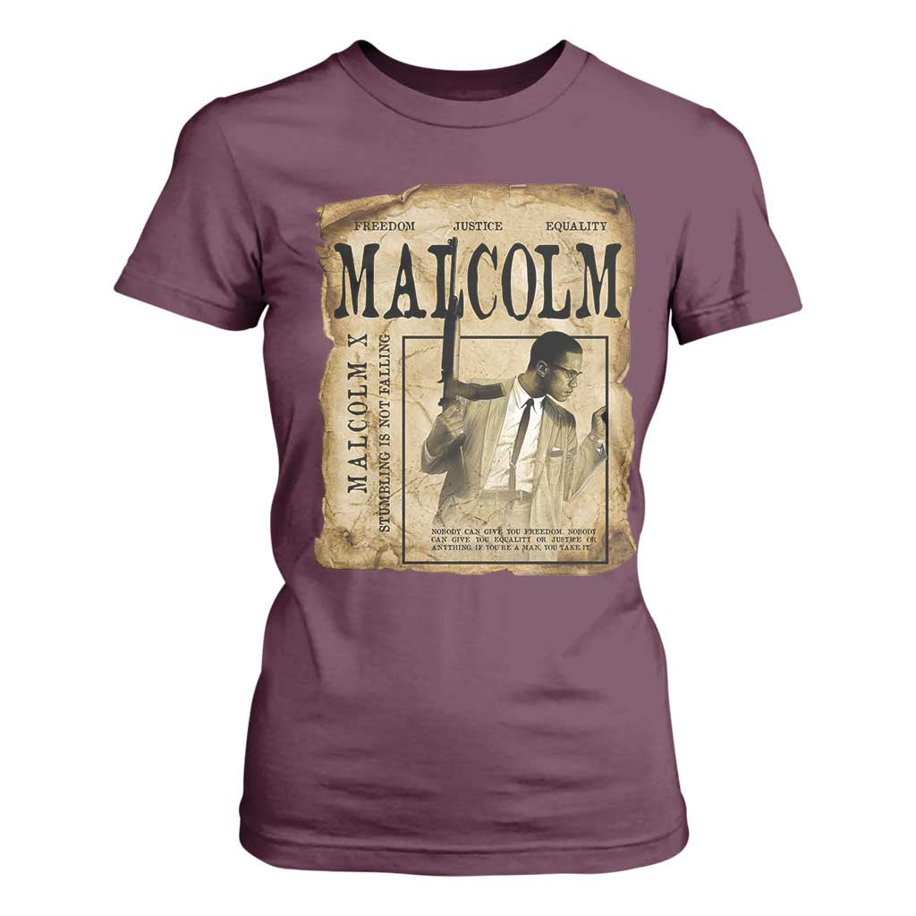 Malcolm X Historical Newspaper T Shirt For Women Stumbling Is Not Falling Black History TS12