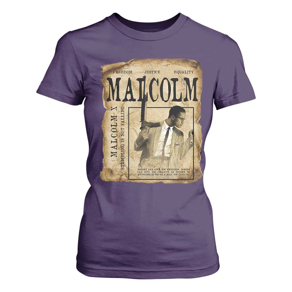 Malcolm X Historical Newspaper T Shirt For Women Stumbling Is Not Falling Black History TS12