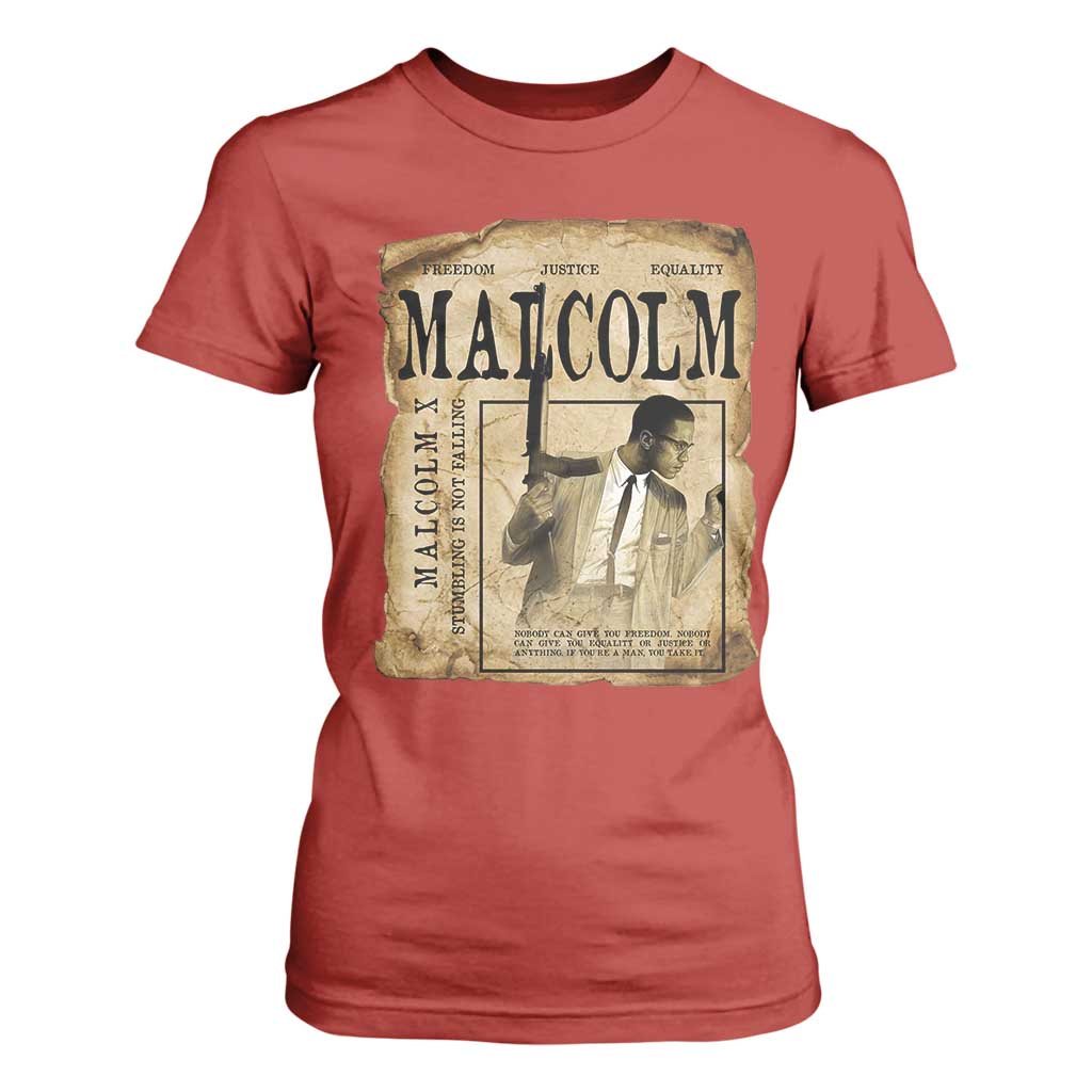 Malcolm X Historical Newspaper T Shirt For Women Stumbling Is Not Falling Black History TS12