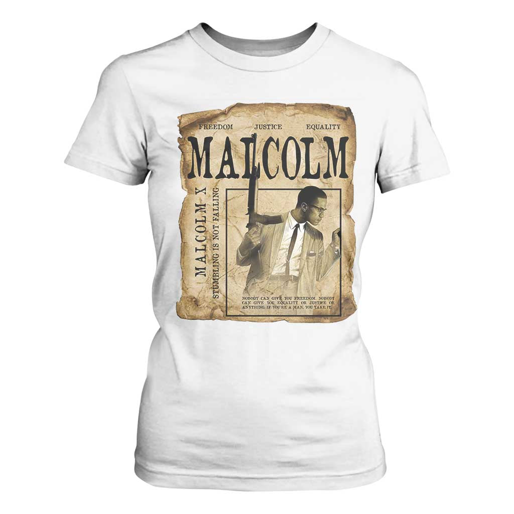 Malcolm X Historical Newspaper T Shirt For Women Stumbling Is Not Falling Black History TS12