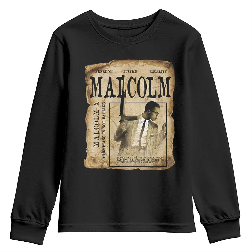 Malcolm X Historical Newspaper Youth Sweatshirt Stumbling Is Not Falling Black History TS12