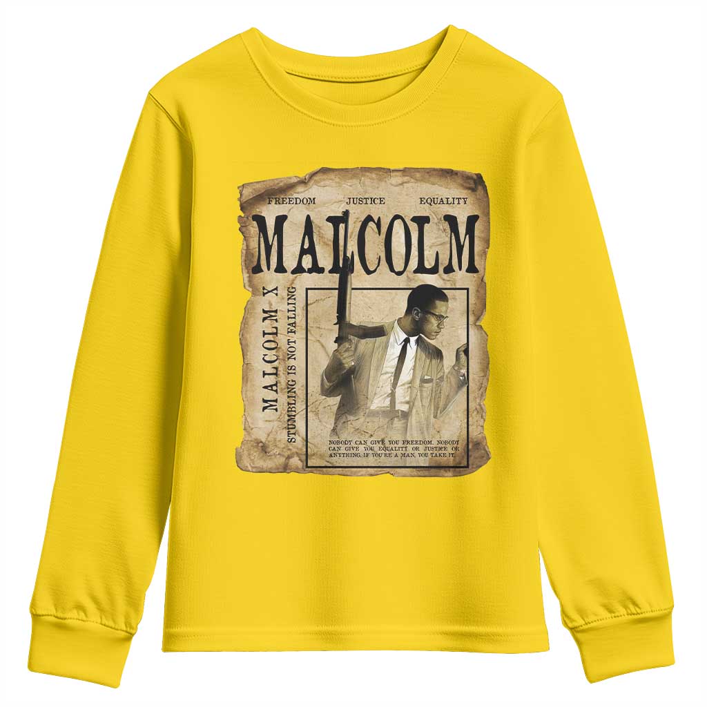 Malcolm X Historical Newspaper Youth Sweatshirt Stumbling Is Not Falling Black History TS12
