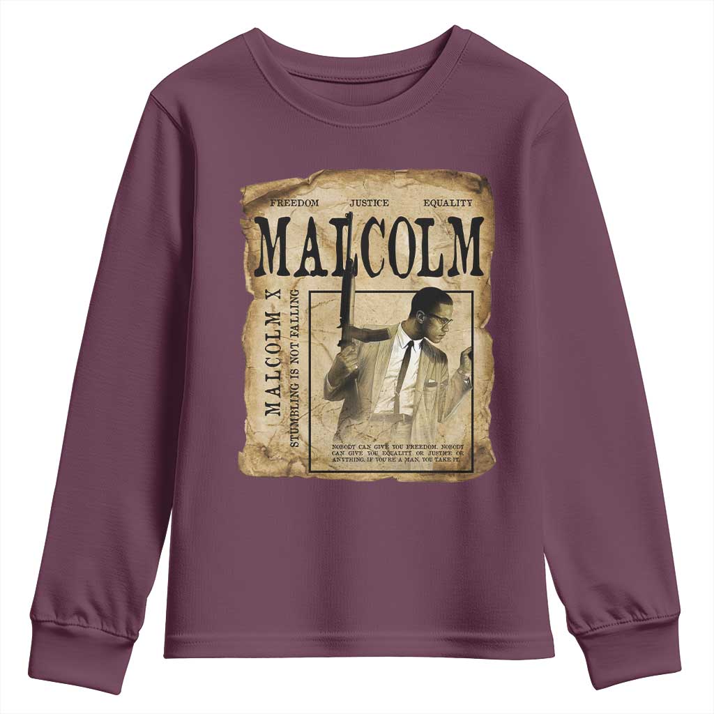 Malcolm X Historical Newspaper Youth Sweatshirt Stumbling Is Not Falling Black History TS12