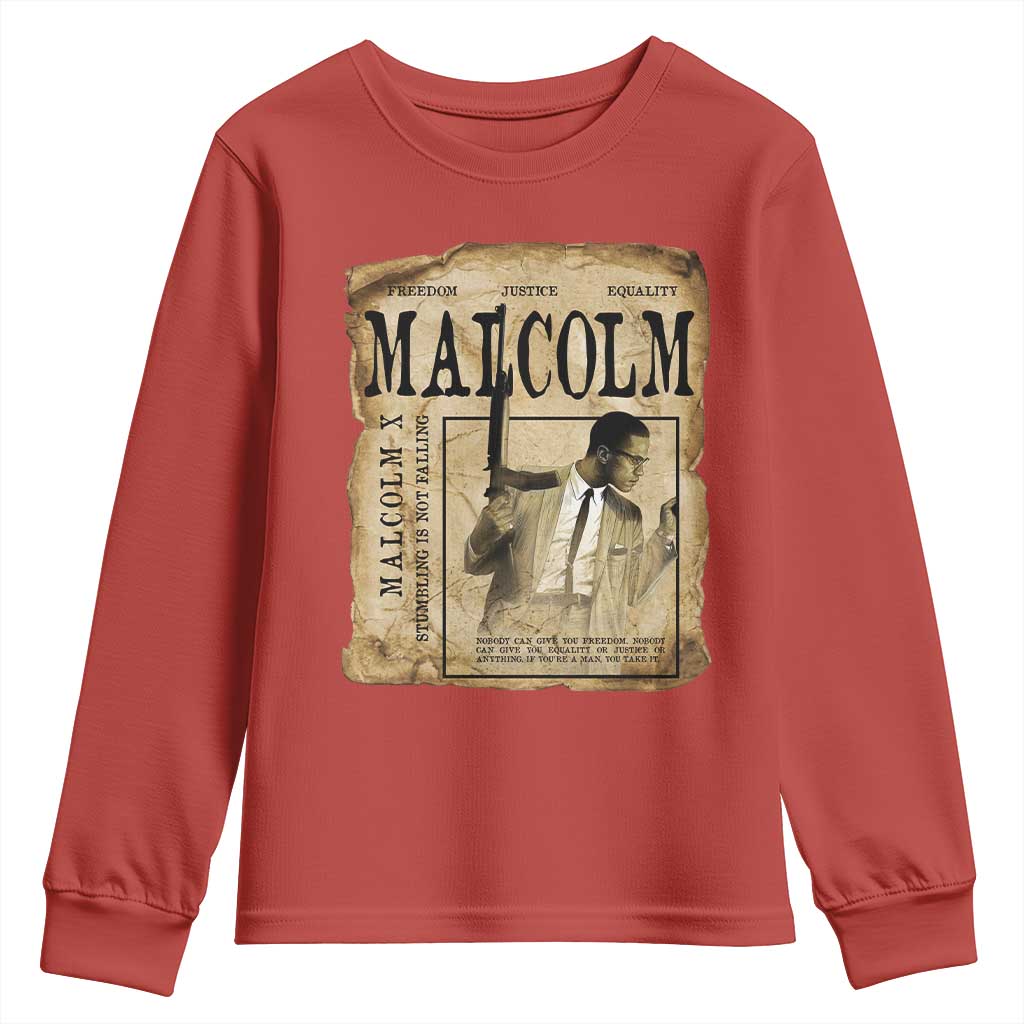 Malcolm X Historical Newspaper Youth Sweatshirt Stumbling Is Not Falling Black History TS12