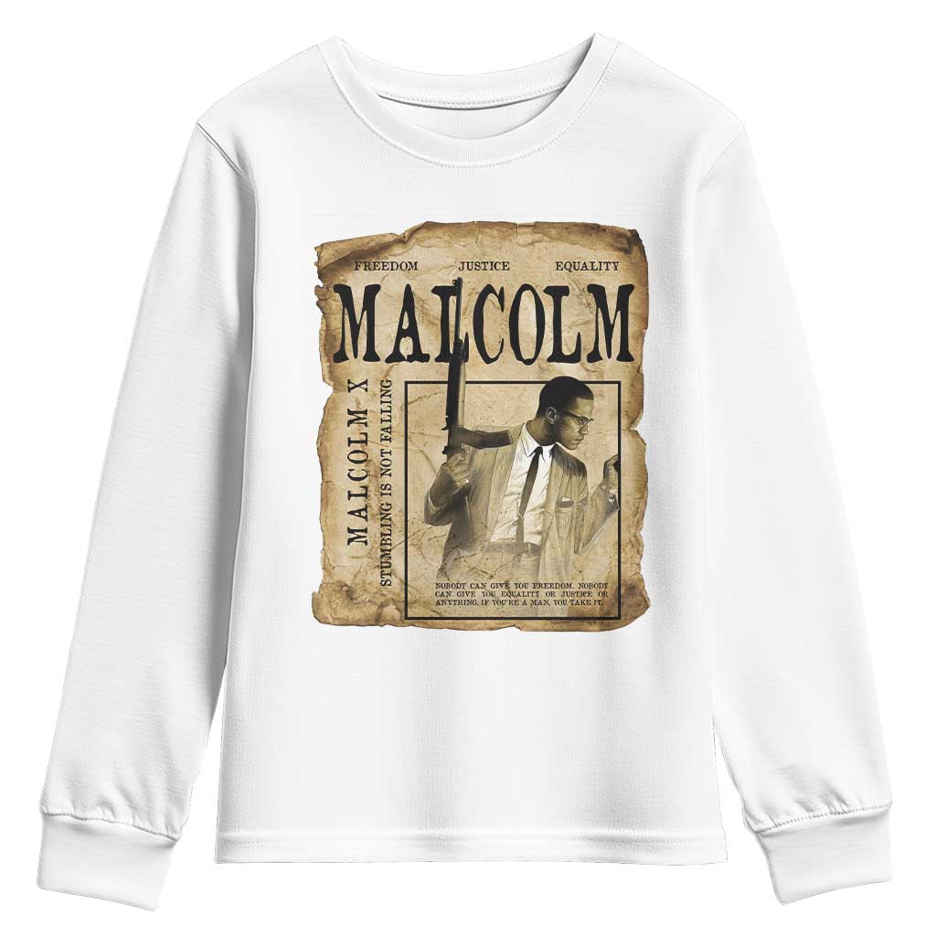 Malcolm X Historical Newspaper Youth Sweatshirt Stumbling Is Not Falling Black History TS12