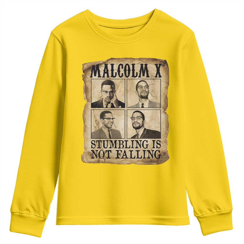 Malcolm X Youth Sweatshirt Stumbling Is Not Falling Historical Poster TS12