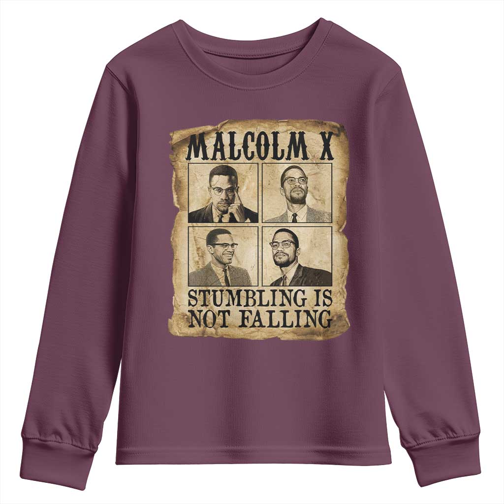 Malcolm X Youth Sweatshirt Stumbling Is Not Falling Historical Poster TS12