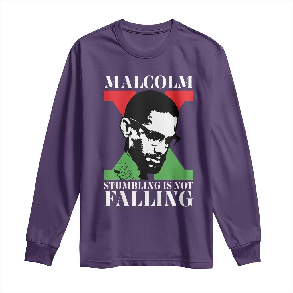 Malcolm X Long Sleeve Shirt Stumbling Is Not Falling Black History Leader TS12