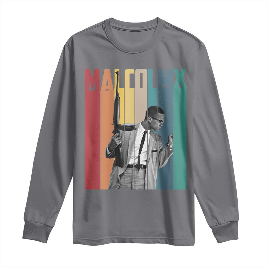 Malcolm X Long Sleeve Shirt Retro Portrait Black Empowerment Heritage Gift - African Pride