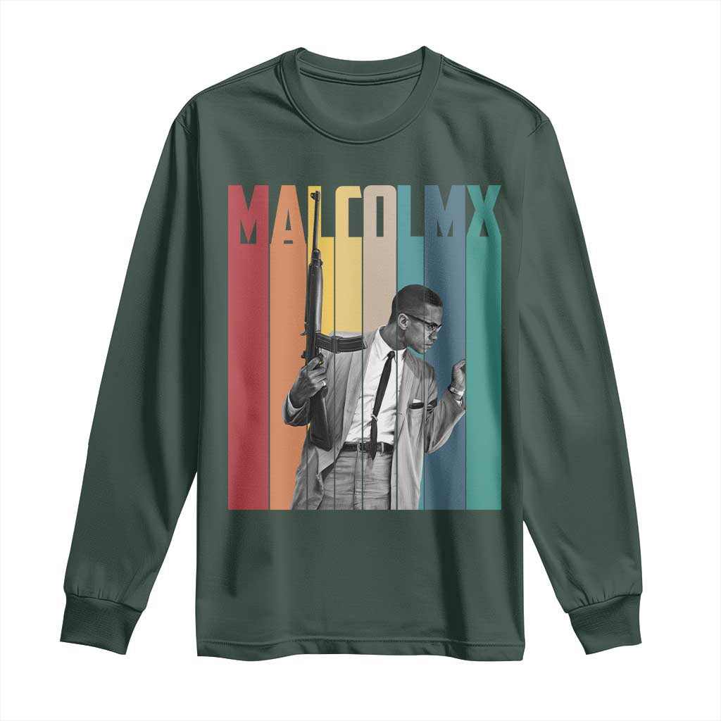 Malcolm X Long Sleeve Shirt Retro Portrait Black Empowerment Heritage Gift - African Pride