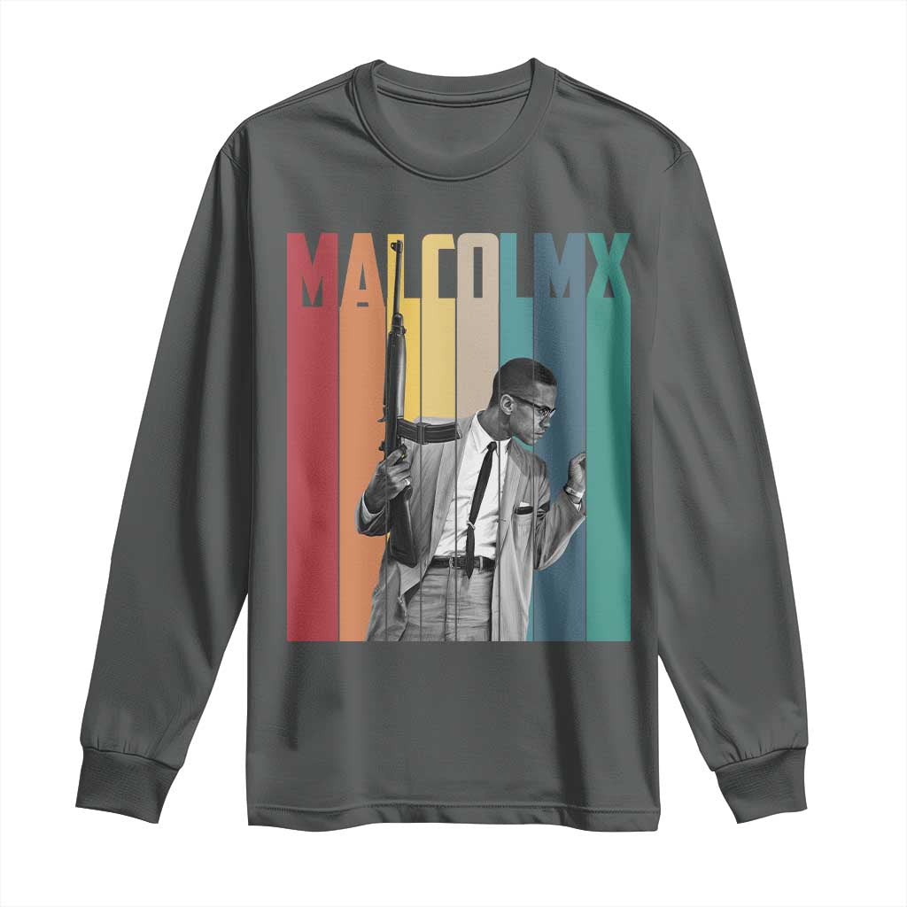 Malcolm X Long Sleeve Shirt Retro Portrait Black Empowerment Heritage Gift - African Pride