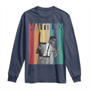 Malcolm X Long Sleeve Shirt Retro Portrait Black Empowerment Heritage Gift - African Pride