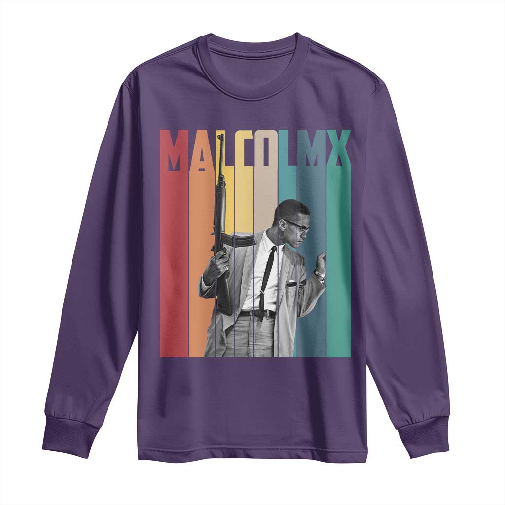 Malcolm X Long Sleeve Shirt Retro Portrait Black Empowerment Heritage Gift - African Pride