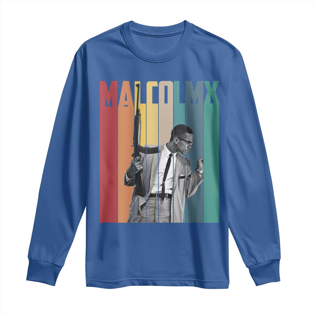 Malcolm X Long Sleeve Shirt Retro Portrait Black Empowerment Heritage Gift - African Pride